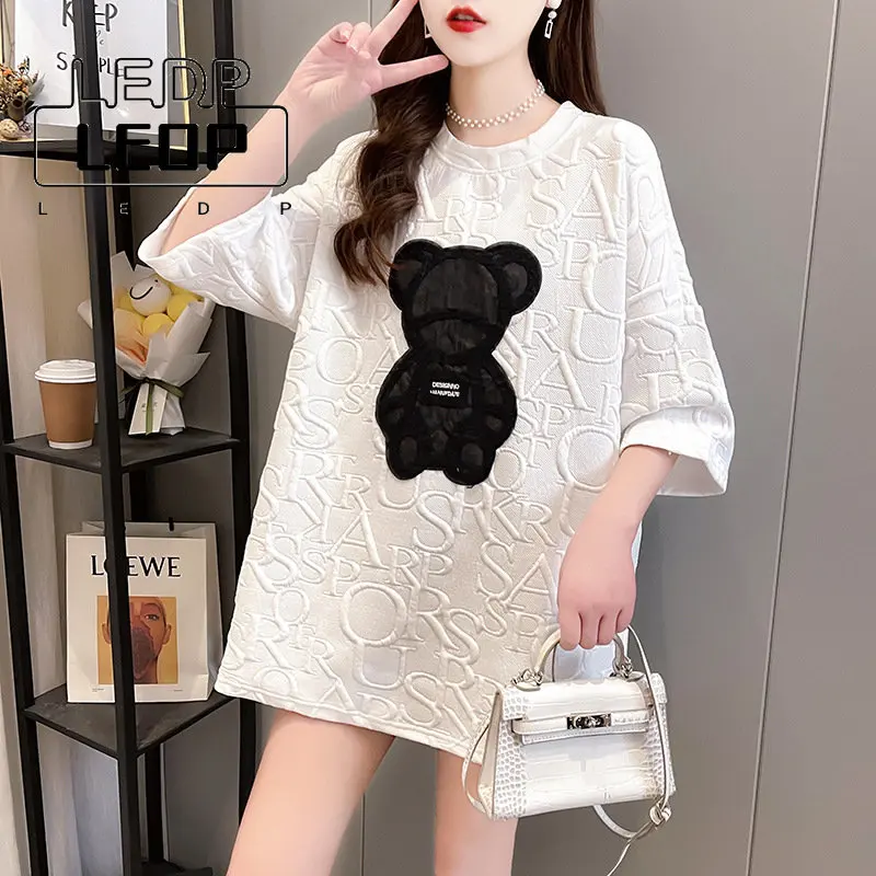LEDP Harajuku Style Loose Women's O Neck Letter Jacquard Top Summer Short Sleeve Loose Tee Bear White Tee Streetwear Womens
LEDP Harajuku Style Loose Women's O Neck Letter Jacquard Top Summer Short Sleeve Loose Tee Bear White Tee Streetwear Womens