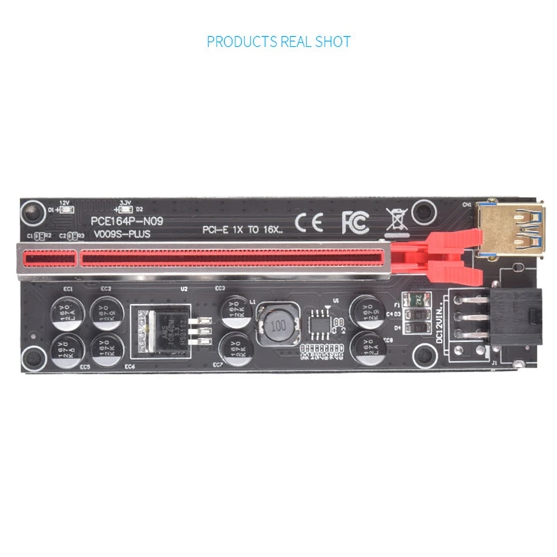 VER009S-PLUS PCI-E 1X до 16X карта расширения 8 твердых конденсаторов 6-контактный кабель