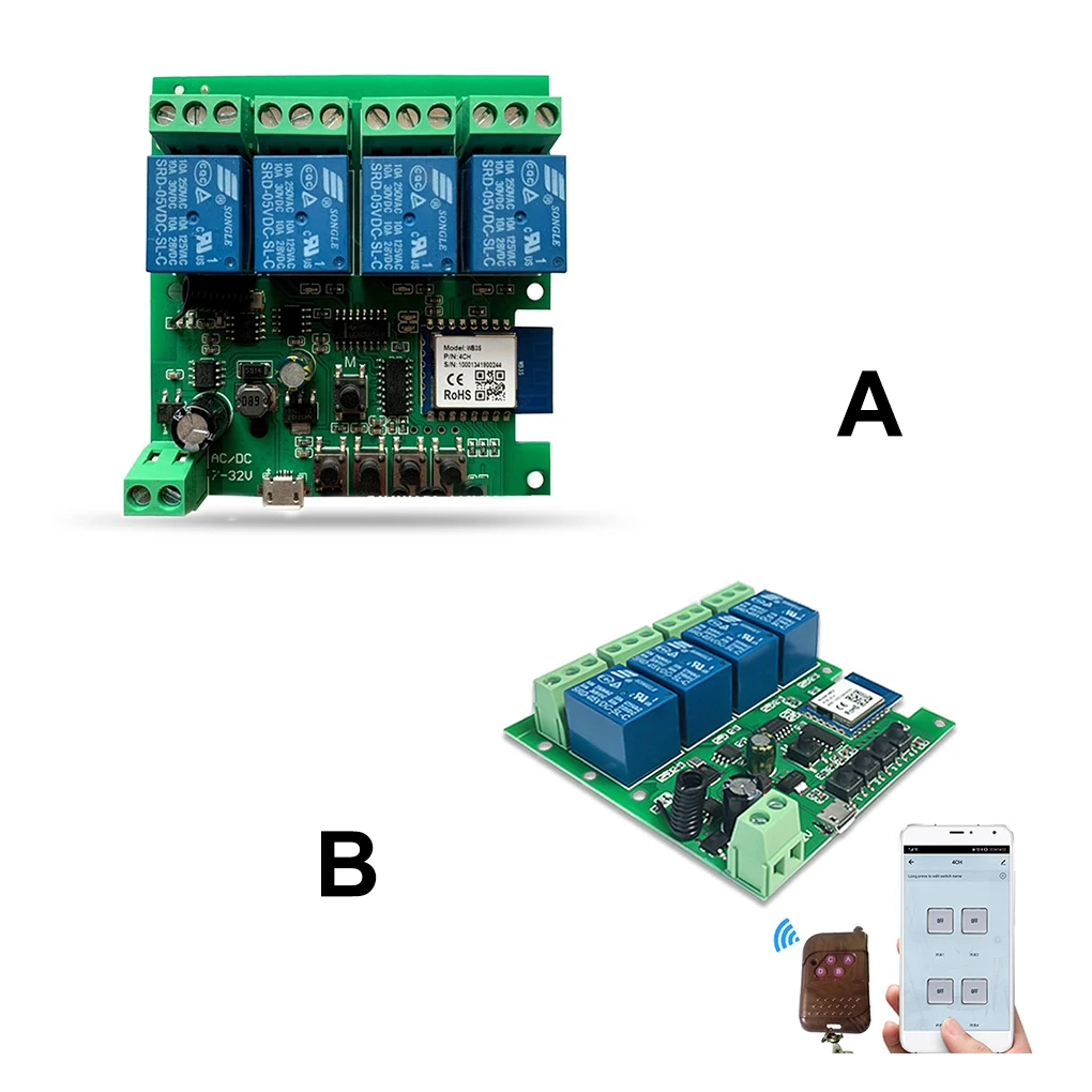 Switch Module Remote Control WiFi Switch Relay 4-gang Voice Control Timer Module Switch Module
Switch Module Remote Control WiFi Switch Relay 4-gang Voice Control Timer Module Switch Module