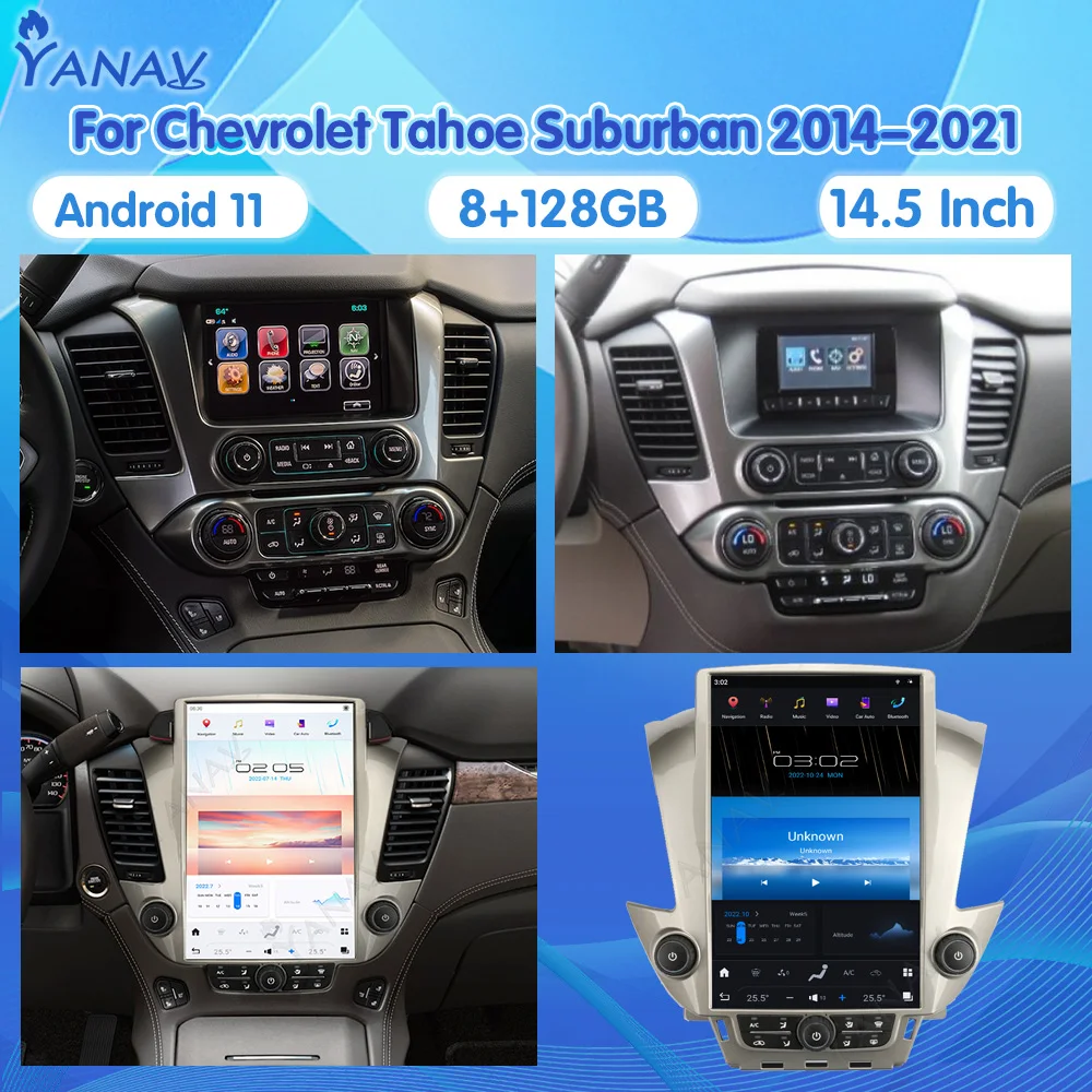 Автомагнитола Tesla Style 14,5 дюйма для Chevrolet Tahoe Suburban GMC Yukon 2014-2021, GPS-навигация, мультимедийный плеер, Carplay, стерео
Автомагнитола Tesla Style 14,5 дюйма для Chevrolet Tahoe Suburban GMC Yukon 2014-2021, GPS-навигация, мультимедийный плеер, Carplay, стерео