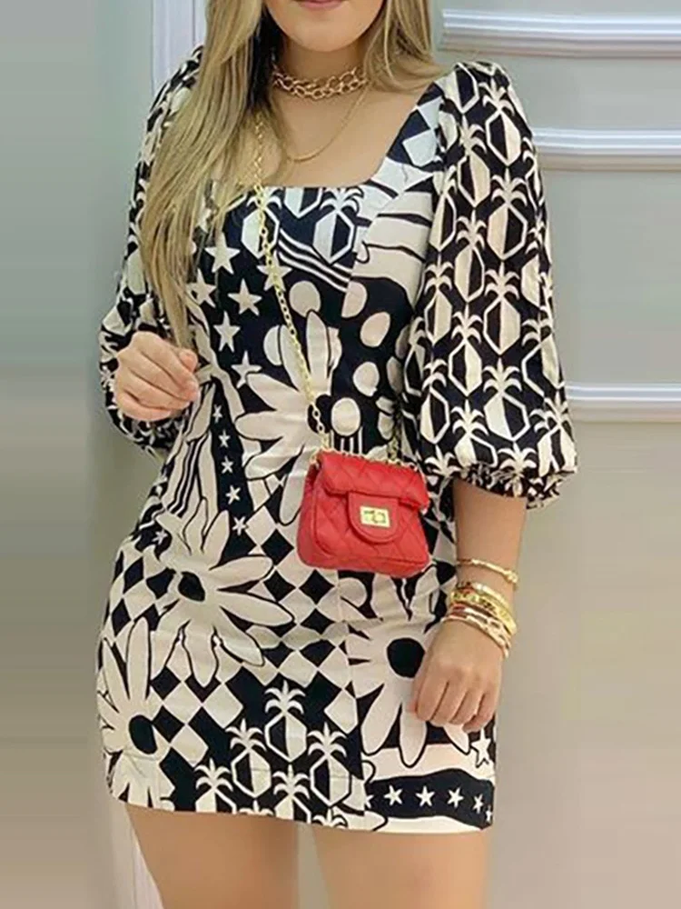 2023 Spring Summer Women Skirt Floral Print Lantern Sleeve Casual Dress Women Square Neck Mini Dress Women Clothing
2023 Spring Summer Women Skirt Floral Print Lantern Sleeve Casual Dress Women Square Neck Mini Dress Women Clothing