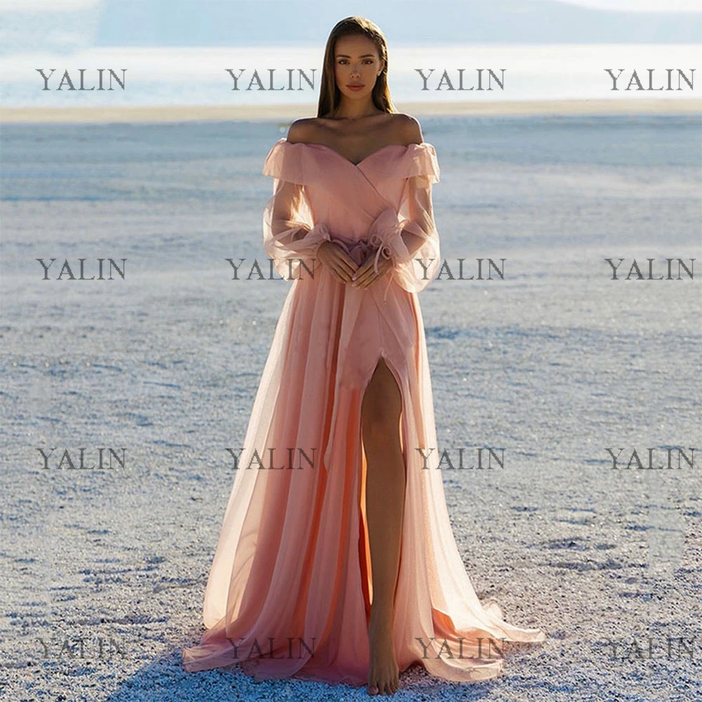 YALIN Sexy Off Shoulder Sweetheart Prom Dresses Floor Length Puffy Sleeves High Slit Evening Gowns With Bow A-line Party Dress
YALIN Sexy Off Shoulder Sweetheart Prom Dresses Floor Length Puffy Sleeves High Slit Evening Gowns With Bow A-line Party Dress