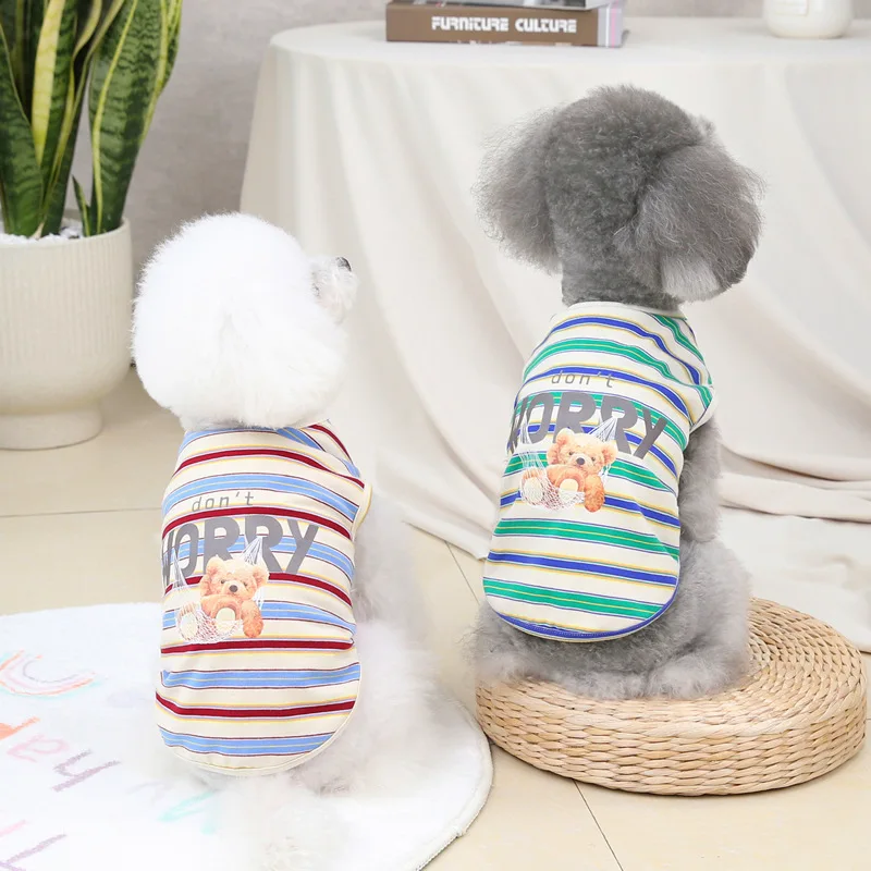 Cartoon Bear Print Pet Clothes, Dog T-Shirt, Striped Pet Pullover, Puppy, Small Dog, Breathable Pet Vest, French Bulldog
Cartoon Bear Print Pet Clothes, Dog T-Shirt, Striped Pet Pullover, Puppy, Small Dog, Breathable Pet Vest, French Bulldog