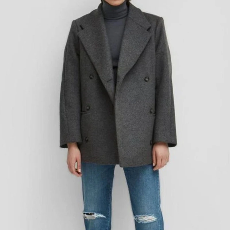 Women Wool Blend Suit Coat Double Breasted Solid Color Simple Long Sleeve Fashion OL Loose Blazer
Women Wool Blend Suit Coat Double Breasted Solid Color Simple Long Sleeve Fashion OL Loose Blazer