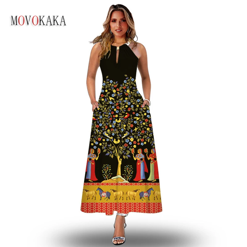 MOVOKAKA Vintage Summer Sexy Strap Woman Long Dress Elegant Casual Beach Holiday Sleeveless Vestidos Slim Printing Black Dresses
MOVOKAKA Vintage Summer Sexy Strap Woman Long Dress Elegant Casual Beach Holiday Sleeveless Vestidos Slim Printing Black Dresses