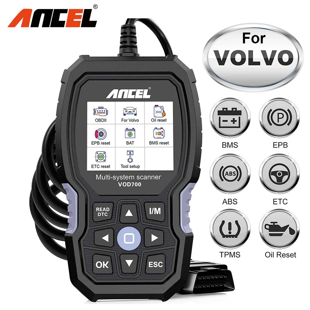 ANCEL VOD700 OBD2 Scanner for Volvo Car Code Reader Diagnostic Scan Tool ABS Bleeding Injector Oil ETC BMS EPB TPMS DPF Reset
ANCEL VOD700 OBD2 Scanner for Volvo Car Code Reader Diagnostic Scan Tool ABS Bleeding Injector Oil ETC BMS EPB TPMS DPF Reset