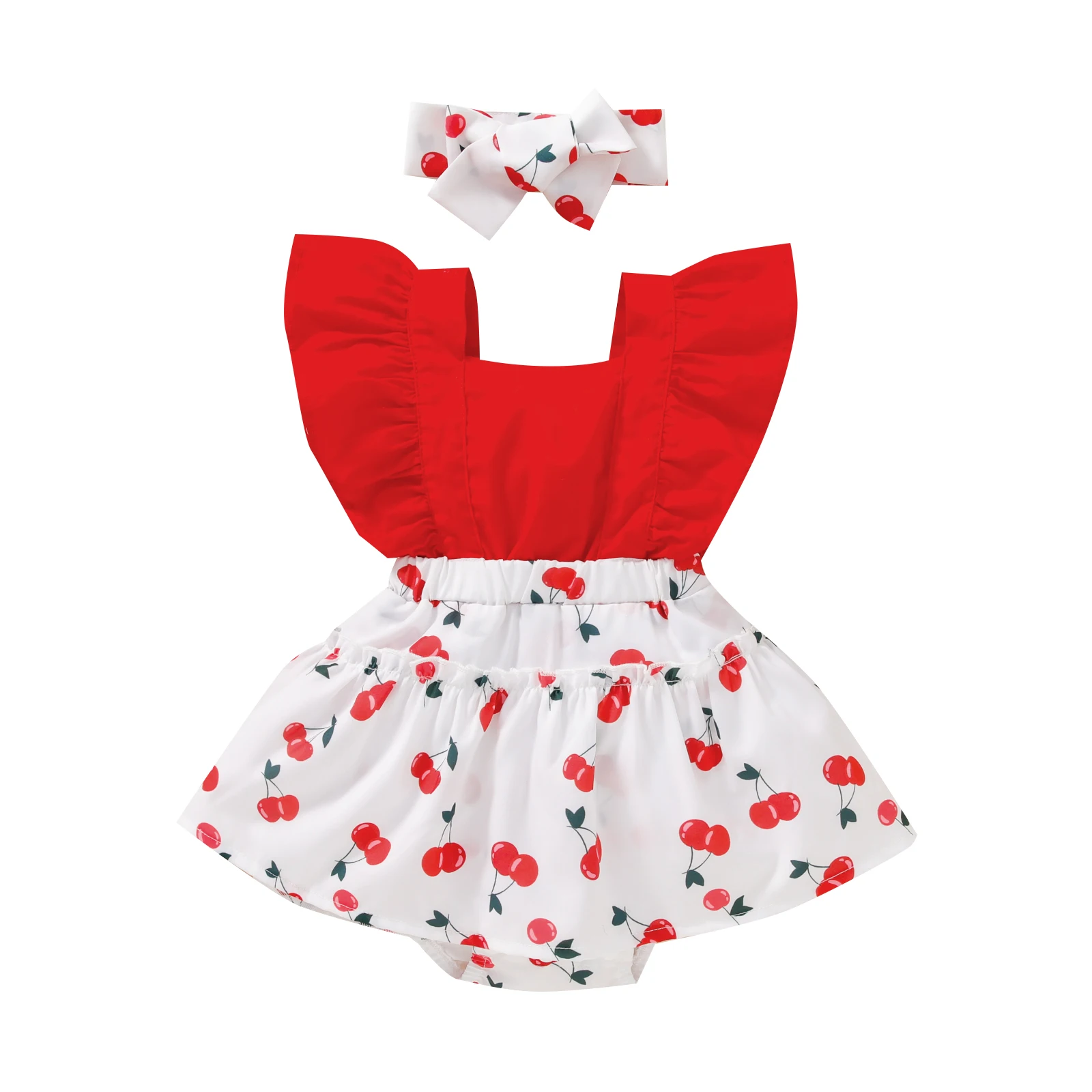 Baby Girls Clothing Summer Cotton Outfit Infant Sweet Style Cherry Print Skirt Splicing Fly Sleeve Back Tie Up Bodysuit Headwear
Baby Girls Clothing Summer Cotton Outfit Infant Sweet Style Cherry Print Skirt Splicing Fly Sleeve Back Tie Up Bodysuit Headwear