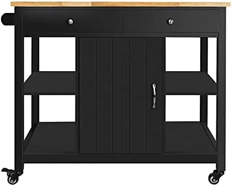 Islands on Wheels with Wood Top, Utility Wood Movable Kitchen Cart with Storage and Drawers, Black
Islands on Wheels with Wood Top, Utility Wood Movable Kitchen Cart with Storage and Drawers, Black