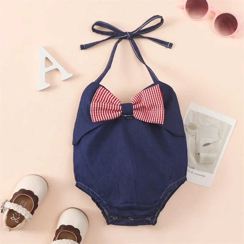 Summer Newborn Baby Girls Romper New Casual Cowboy Spaghetti Strap Sleeveless Bowknot Jumpsuit Toddler Snap Crotch Bodysuit
Summer Newborn Baby Girls Romper New Casual Cowboy Spaghetti Strap Sleeveless Bowknot Jumpsuit Toddler Snap Crotch Bodysuit