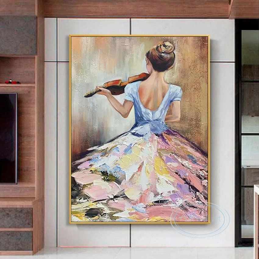 100% Handmade Oil Painting Violin Girl Wall Art Decor Hanging Poster Modern Home Acrylic Frameless Canvas Picture For Room Mural
100% Handmade Oil Painting Violin Girl Wall Art Decor Hanging Poster Modern Home Acrylic Frameless Canvas Picture For Room Mural