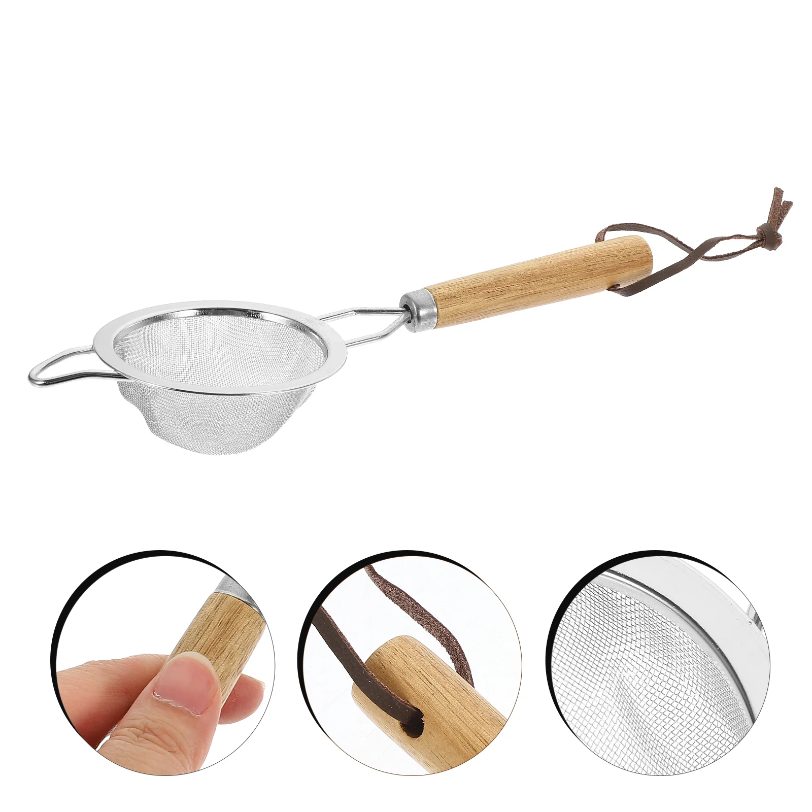 Multi-functional Loose Leaf Sieve Portable Mesh Design Flour Strainer Kitchen Colander With Wood Handle
Multi-functional Loose Leaf Sieve Portable Mesh Design Flour Strainer Kitchen Colander With Wood Handle