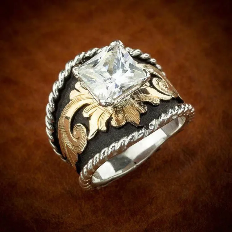 Men's Antique Geometric Two Tone Rings Crystal Gold Pattern Rings New Fashion Vintage Men's Ring Jewelry Wholesale
Men's Antique Geometric Two Tone Rings Crystal Gold Pattern Rings New Fashion Vintage Men's Ring Jewelry Wholesale