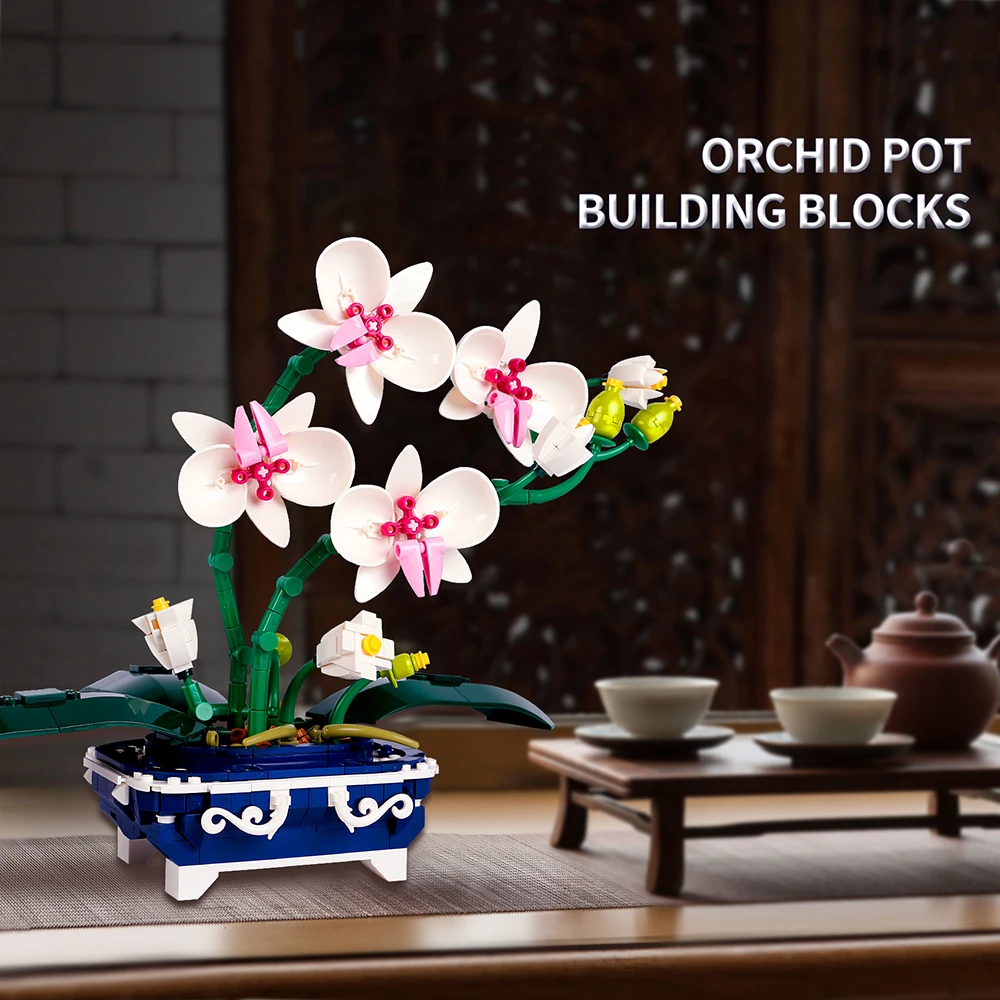 574PCS Orchid Bonsai White Flower Pot Building Blocks Ornament Plant Assemble Bricks Toys Home Decoration Gifts For Friend Kids
574PCS Orchid Bonsai White Flower Pot Building Blocks Ornament Plant Assemble Bricks Toys Home Decoration Gifts For Friend Kids