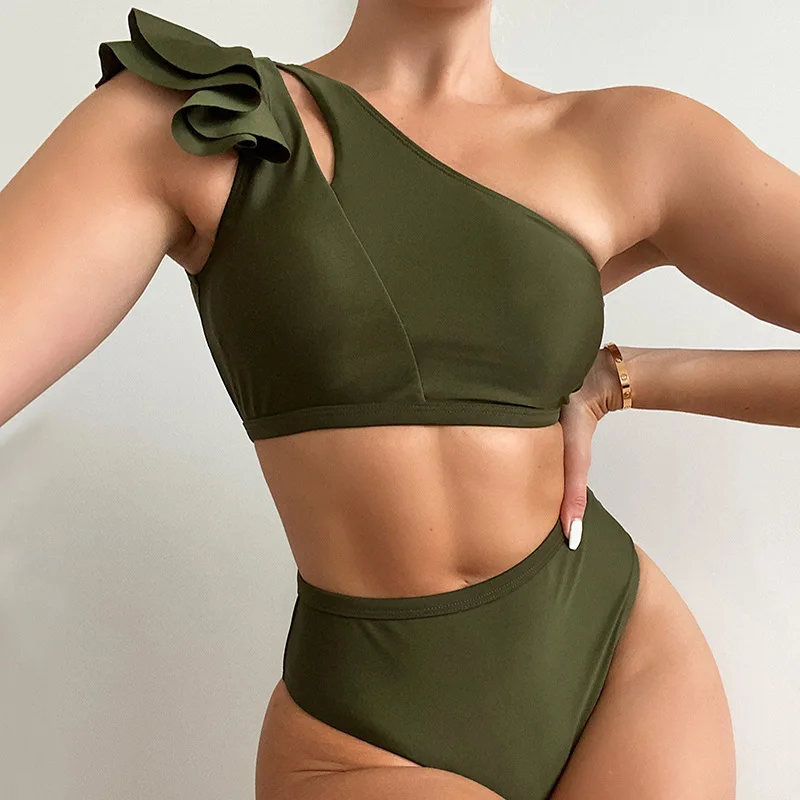 High Waist Bikini Women's Sexy One Shoulder Swimsuit Solid Cut Out Ruffled Swimwear 2022 Summer Beach wear Bathing Suit Biquini
High Waist Bikini Women's Sexy One Shoulder Swimsuit Solid Cut Out Ruffled Swimwear 2022 Summer Beach wear Bathing Suit Biquini