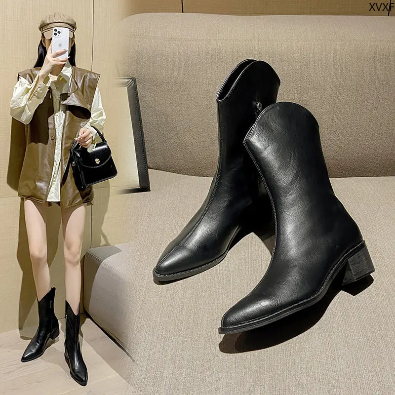 2022 Fashion leather medium boots thick heel fashion women's boots autumn winter cowboy cavalry boots women
2022 Fashion leather medium boots thick heel fashion women's boots autumn winter cowboy cavalry boots women