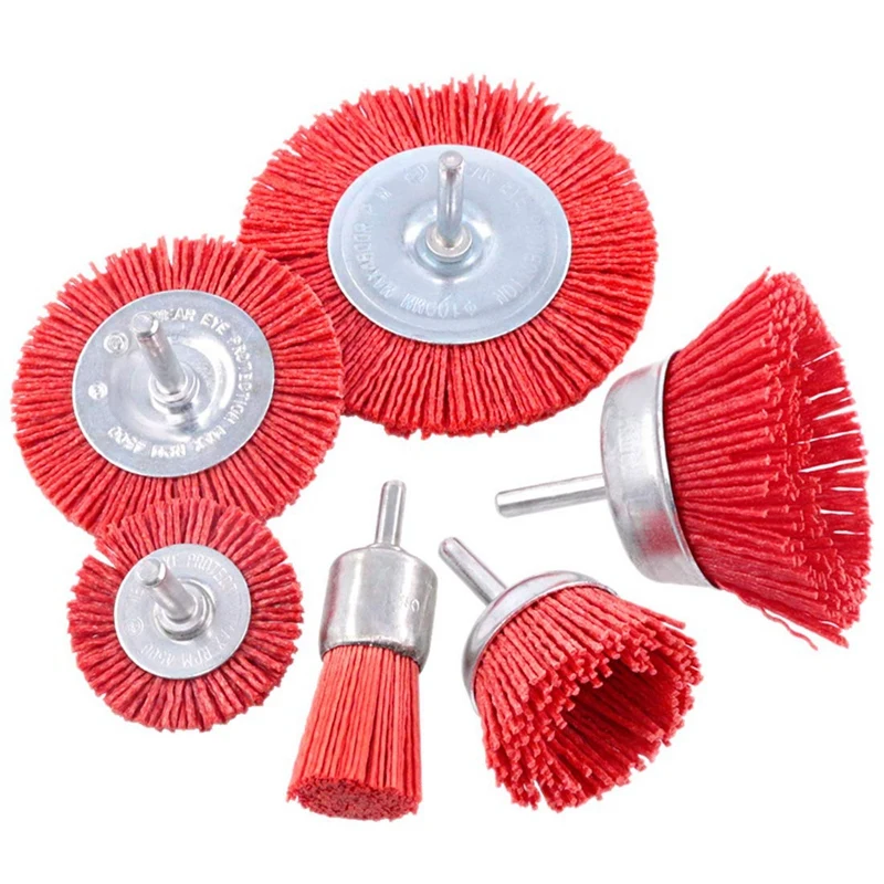 6Pcs Nylon Filament Abrasive Wire Brush Wheel & Cup Brush Set With 1/4 Inch Shank, 6 Sizes Nylon Drill Brush Set Perfect
6Pcs Nylon Filament Abrasive Wire Brush Wheel & Cup Brush Set With 1/4 Inch Shank, 6 Sizes Nylon Drill Brush Set Perfect