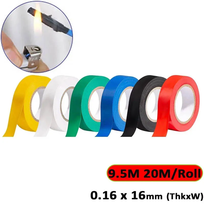 9.5-20mm/Roll Electrical Tape Insulation Tapes PVC Waterproof High Temperature Resistant Black White Thickness0.16mm Width16mm
9.5-20mm/Roll Electrical Tape Insulation Tapes PVC Waterproof High Temperature Resistant Black White Thickness0.16mm Width16mm