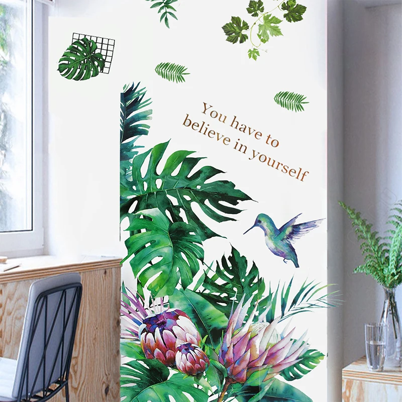 Tropical Leaves Flowers Bird Wall Stickers Bedroom Bathroom Living Room Green Plants Removable Leaves Potted Poster Mural Decal
Tropical Leaves Flowers Bird Wall Stickers Bedroom Bathroom Living Room Green Plants Removable Leaves Potted Poster Mural Decal