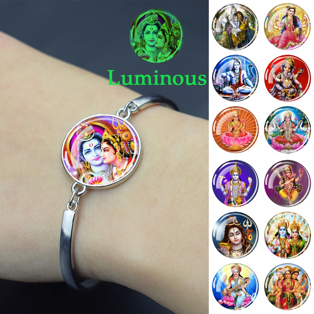 Hinduism God Bracelets Ganesha Durga Vishnu Kashmi Shiva Amulet Luminous Glass Cabochon Bracelet Women Glow In The Dark Jewelry
Hinduism God Bracelets Ganesha Durga Vishnu Kashmi Shiva Amulet Luminous Glass Cabochon Bracelet Women Glow In The Dark Jewelry