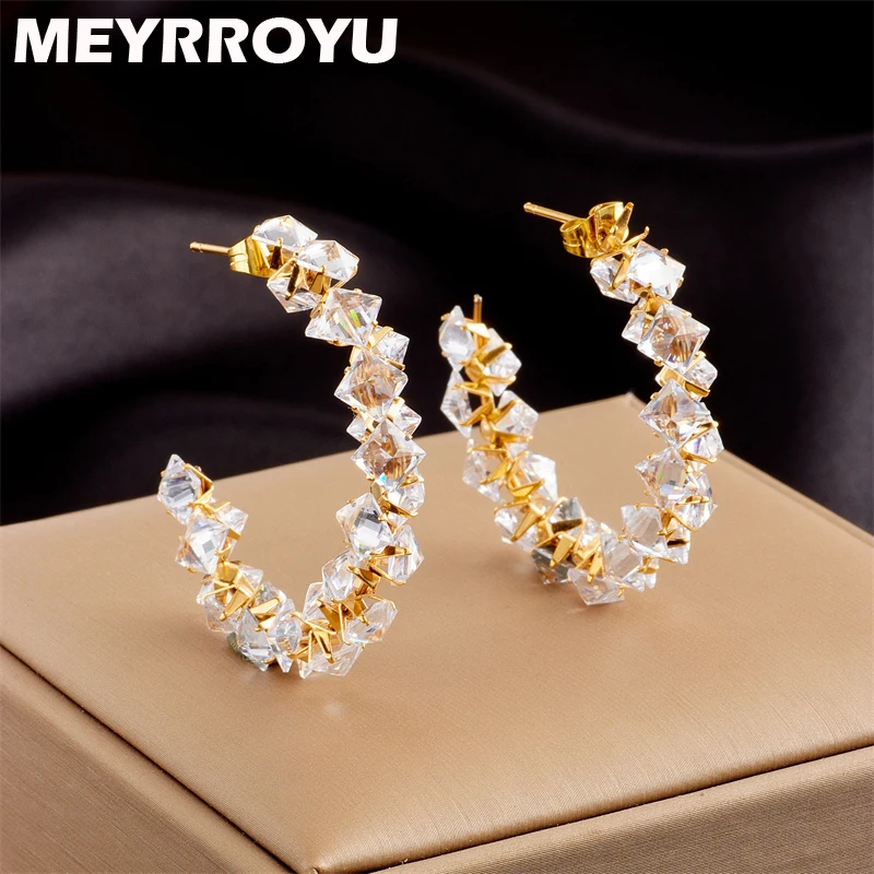 MEYRROYU 316L Stainless Steel C Sharp Full Cubic Zirconia Statement Earrings For Women Female Wedding Party Gift Brincos
MEYRROYU 316L Stainless Steel C Sharp Full Cubic Zirconia Statement Earrings For Women Female Wedding Party Gift Brincos