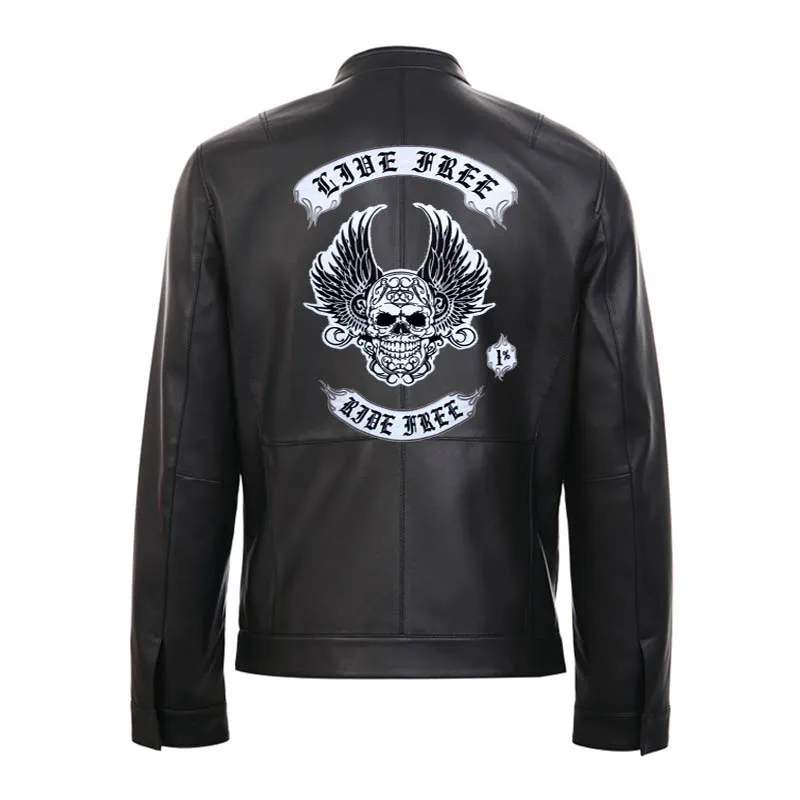 

Flying Skull Motorcycle Embroidery Patches Badge Jacket Back Biker Punk Sew On One Set 34*45cm Live Free Ride Free Adjustable