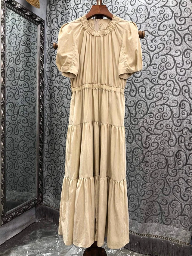 2023 new women's fashion bubble short sleeve crew neck pleated A-shaped long dress net slim dress 0519
2023 new women's fashion bubble short sleeve crew neck pleated A-shaped long dress net slim dress 0519