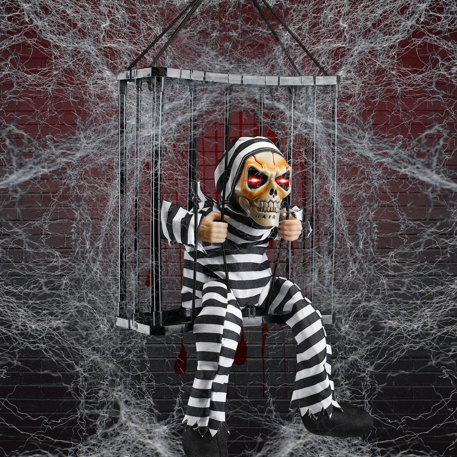 Хэллоуин дом с привидениями датчик движения свет говорящий Скелет заключенная клетка ужас украшение 
Хэллоуин дом с привидениями датчик движения свет говорящий Скелет заключенная клетка ужас украшение