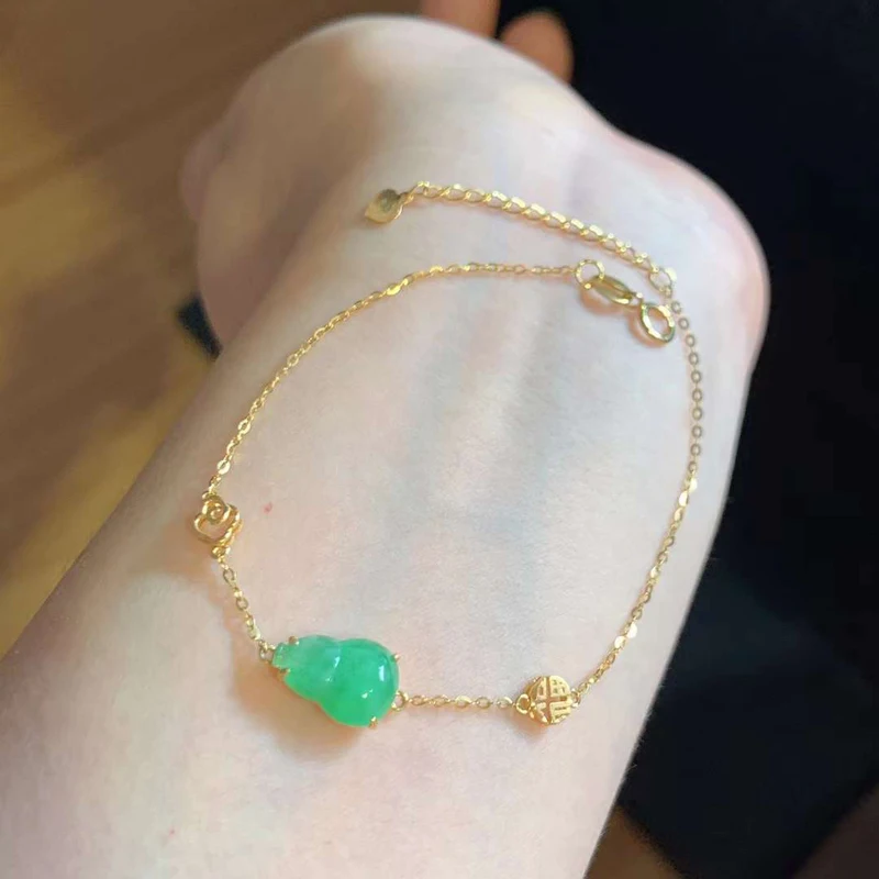 Women bracelet Fine Jewelry Pandora luxury Natural Gourd Green Jade charms 18K Gold Chains Bracelet with certificate
Women bracelet Fine Jewelry Pandora luxury Natural Gourd Green Jade charms 18K Gold Chains Bracelet with certificate