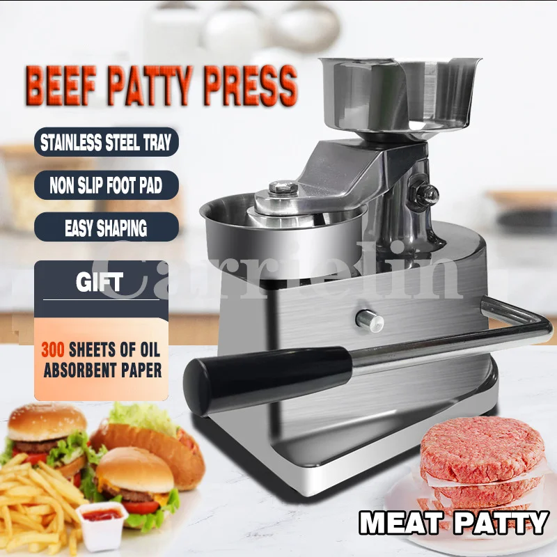 

Пресс для гамбургеров 100 мм, ручная машина для бургеров, круглая форма мяса, нержавеющая сталь, формовочная машина для бургеров, котлет