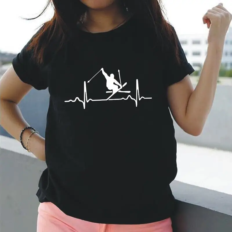 Summer Short Sleeve Tee Shirt Femme Ski Birthday Funny T Shirt Women Tops Fashion Cotton Skiing Heartbeat Harajuku Blusas Mujer
Summer Short Sleeve Tee Shirt Femme Ski Birthday Funny T Shirt Women Tops Fashion Cotton Skiing Heartbeat Harajuku Blusas Mujer