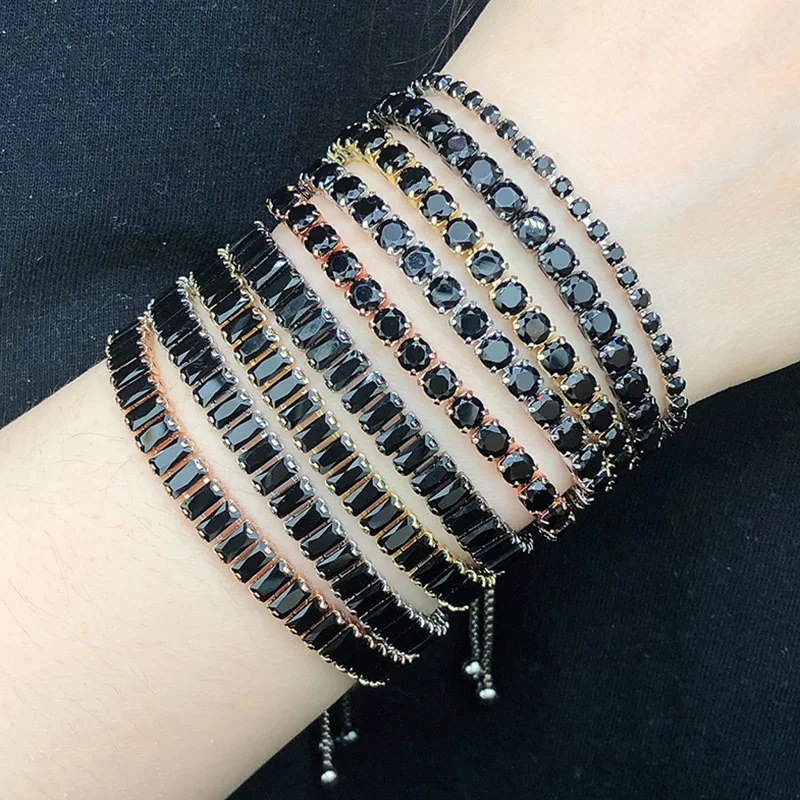 Adjustable Hip Hop Full Diamond Black Zircon Tennis Bracelet Round Rectangular Jewelry for Men and Women Chain on The Hand
Adjustable Hip Hop Full Diamond Black Zircon Tennis Bracelet Round Rectangular Jewelry for Men and Women Chain on The Hand
