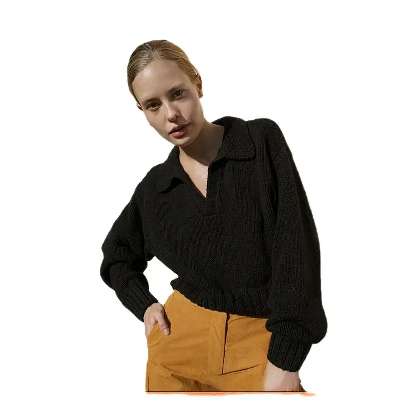 Polo collar winter and autumn women's sweater 2021 new loose pullover cotton long-sleeved solid color knitted jacket
Polo collar winter and autumn women's sweater 2021 new loose pullover cotton long-sleeved solid color knitted jacket