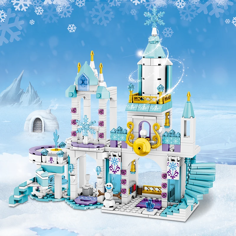 

Конструктор «Замок Принцессы Disney», Снежная королева, Эльза, Анна, игрушечные кирпичи для девочек, Классическая сказочная модель фильма, детские подарки
