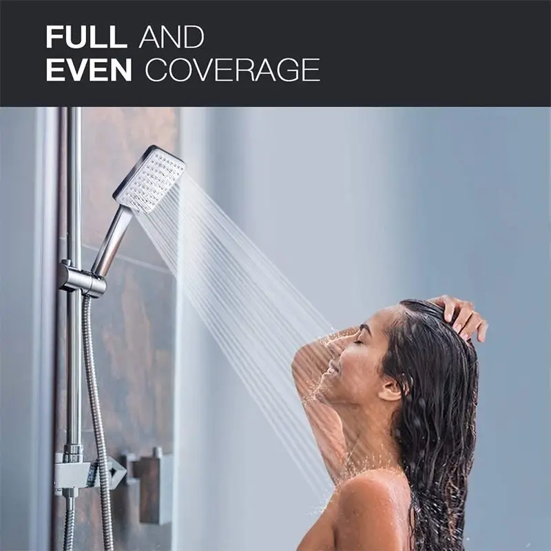 High pressure shower head with 6 shower modes, large square shower head, chrome pressurized nozzle bathroom accessories
High pressure shower head with 6 shower modes, large square shower head, chrome pressurized nozzle bathroom accessories