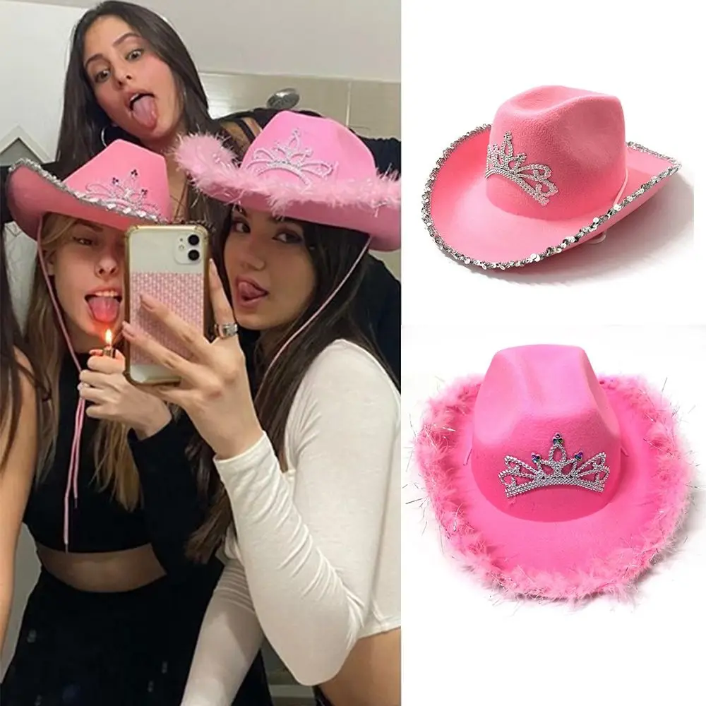 Fashion Party Wild Crown Fancy Dress Pink Cowboy Hat Fluffy Feather Cap West Cowgirl
Fashion Party Wild Crown Fancy Dress Pink Cowboy Hat Fluffy Feather Cap West Cowgirl