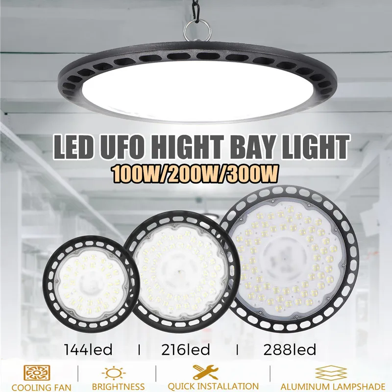 

Led High Bay Light 300W 200W 100W UFO Warehouse Workshop Garage Light Industrial Lamp Workshop Highbay Lighting AC180-240V