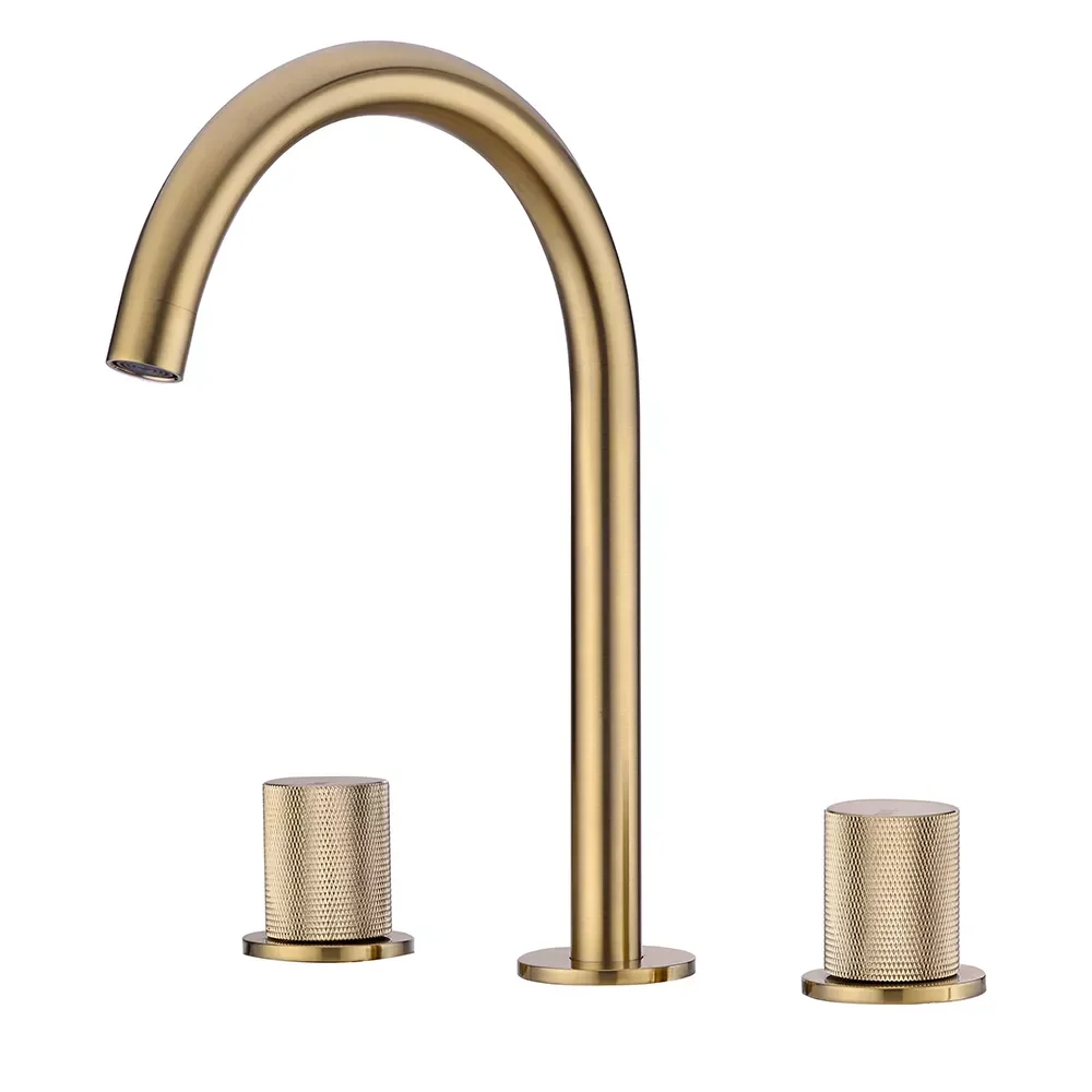 Basin Mixer Water Bathroom Sink Faucet Brushed Gold Brass Deck Mounted Dual Holder Three Hole Mixed Cold And Hot
Basin Mixer Water Bathroom Sink Faucet Brushed Gold Brass Deck Mounted Dual Holder Three Hole Mixed Cold And Hot