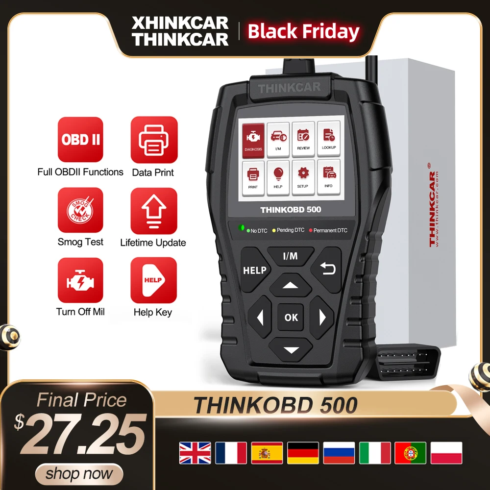 Автосканер THINKCAR THINKOBD 500 OBD2, диагностический инструмент, проверка системы двигателя, бессрочное обновление, чтение и очистка кода
Автосканер THINKCAR THINKOBD 500 OBD2, диагностический инструмент, проверка системы двигателя, бессрочное обновление, чтение и очистка кода