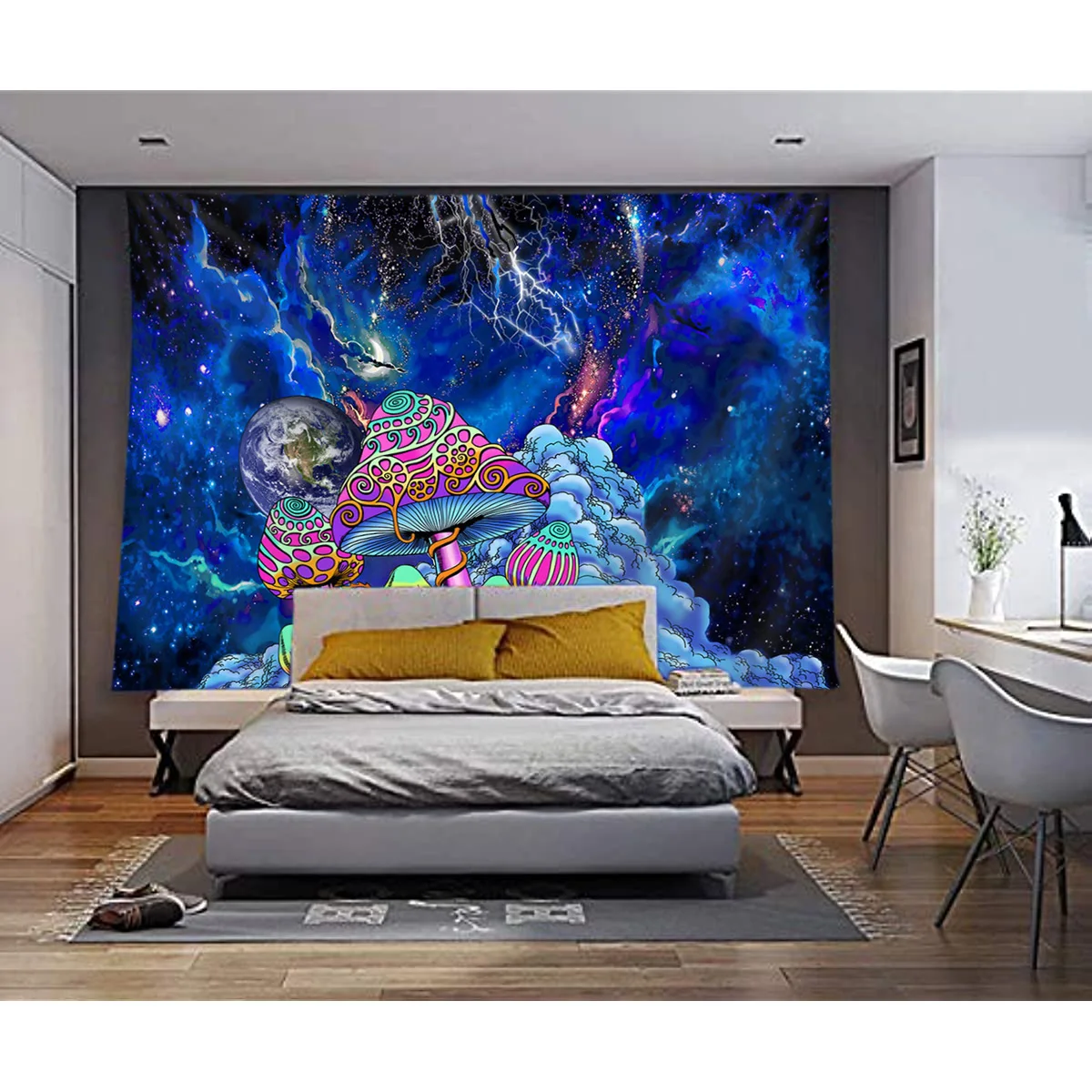 

Trippy Psychedelic Mushroom Tapestries Starry Sky Galaxy Space Wall Hanging Home Hippie Room Aesthetic Decoration Bedroom Tapiz