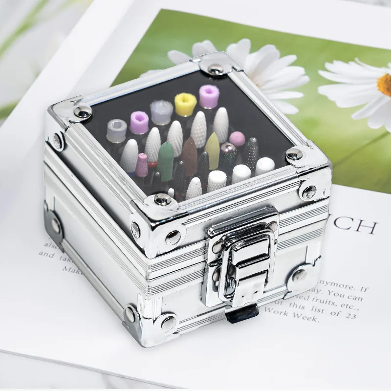 Silver Metal Nail Tool Storage Box Portable Polishing Head Storage Box Desktop Storage Small Cosmetic Bag Nail Tools POT-104
Silver Metal Nail Tool Storage Box Portable Polishing Head Storage Box Desktop Storage Small Cosmetic Bag Nail Tools POT-104