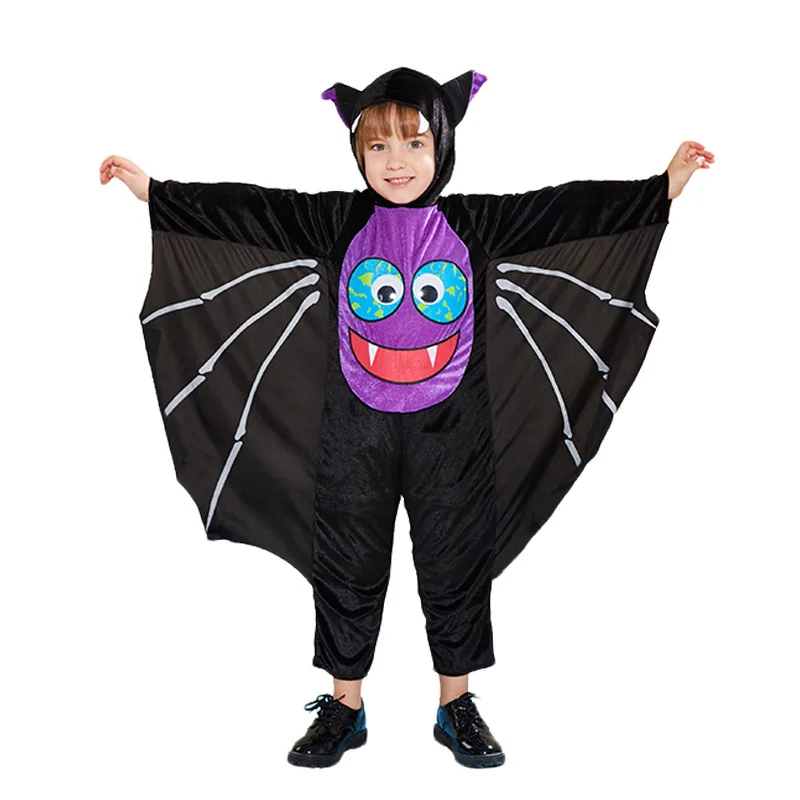 

Черный унисекс костюм вампира на Хэллоуин для девочек и мальчиков Детский комбинезон летучая мышь животные Косплей Карнавал Пурим ролевые игры вечернее платье
