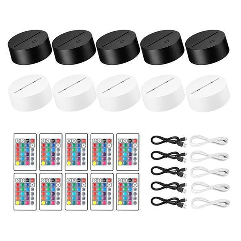 10 Pack 3D Night LED Light Lamp Base + Remote Control + USB Cable, 16 Colors Light Show Display Stand For Acrylic
10 Pack 3D Night LED Light Lamp Base + Remote Control + USB Cable, 16 Colors Light Show Display Stand For Acrylic