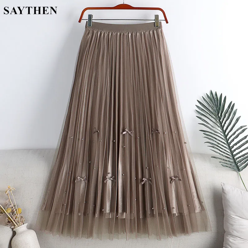 SAYTHEN 2022 Spring High Waist Double-Sided Beaded Bow Mid-Length Large Swing A-Line Skirt Women's Skirt
SAYTHEN 2022 Spring High Waist Double-Sided Beaded Bow Mid-Length Large Swing A-Line Skirt Women's Skirt