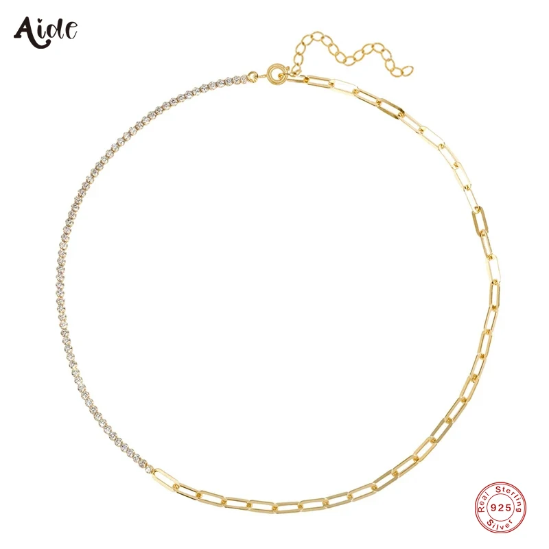 Aide 925 Sterling Silver Minimalist Clavicle Chain Choker Asymmetric Zircon Diamond String Thick Hollow Chain Splicing Necklace
Aide 925 Sterling Silver Minimalist Clavicle Chain Choker Asymmetric Zircon Diamond String Thick Hollow Chain Splicing Necklace