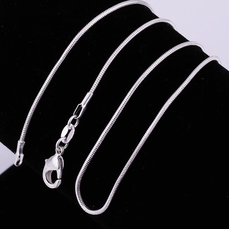 

1PC Brass Round Snake Chain Fine Necklace Making with Lobster Claw Clasps Silver Color Plated 22 inch 1mm