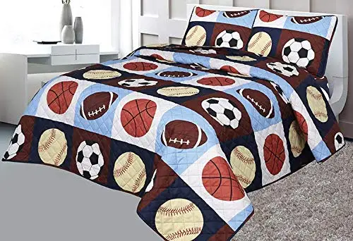 Full 3 Pieces Printed Navy, Sky Blue, Brown, Orange, Yellow Kids Sports Basketball Football Baseball American Football Kids Beds
Full 3 Pieces Printed Navy, Sky Blue, Brown, Orange, Yellow Kids Sports Basketball Football Baseball American Football Kids Beds