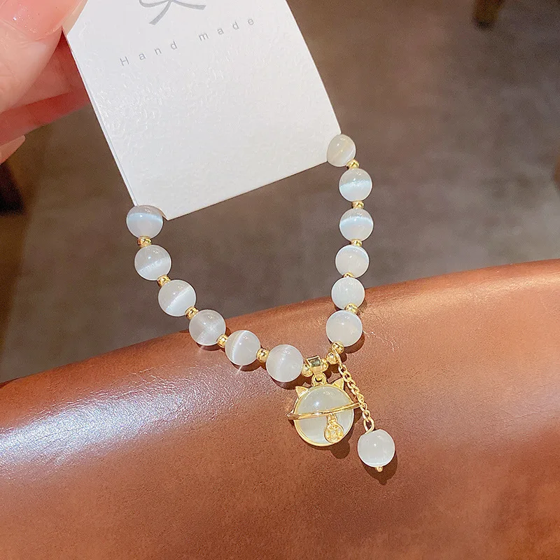 Adjustable New White Cat Eye Beaded Stone Bracelet Bangles for Women Girls Lucky Gold Cat Bracelets
Adjustable New White Cat Eye Beaded Stone Bracelet Bangles for Women Girls Lucky Gold Cat Bracelets