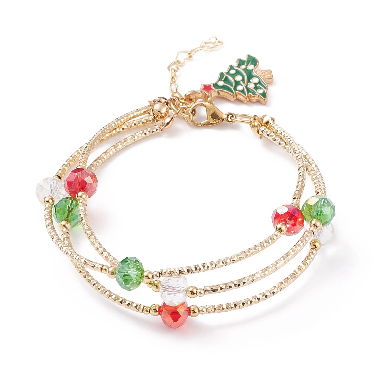 Kissitty 5Pcs Colorful Glass Brass Tube Beaded Multi-strand Bracelet Alloy Christmas Trees Charm Triple Layer Bracelet for Women
Kissitty 5Pcs Colorful Glass Brass Tube Beaded Multi-strand Bracelet Alloy Christmas Trees Charm Triple Layer Bracelet for Women