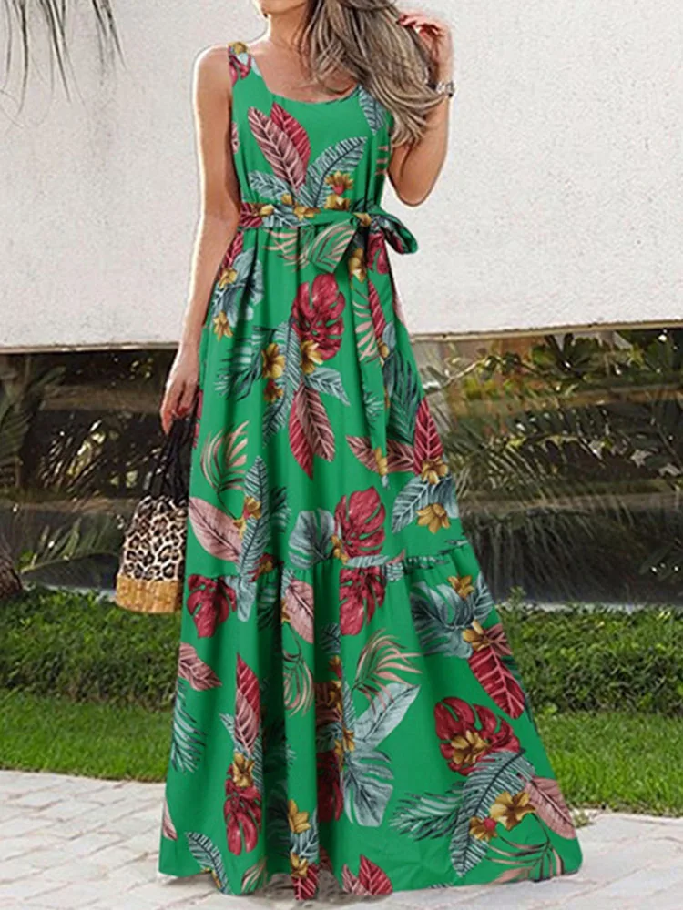 Summer Fashion Casual Print Maxi Dresses Women Sleeveless Straps Long Beach Dress Lady Elegant Lace-Up Boho Party Dress Vestidos 
Summer Fashion Casual Print Maxi Dresses Women Sleeveless Straps Long Beach Dress Lady Elegant Lace-Up Boho Party Dress Vestidos