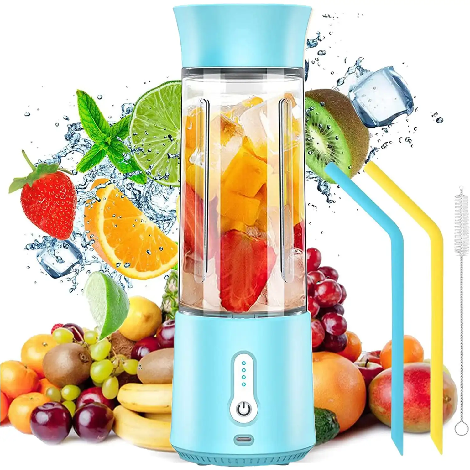 150W Portable Juicer Blender 500ml Smoothie Fruit Mixer 4000mAh Type-C Rechargeable Blue
150W Portable Juicer Blender 500ml Smoothie Fruit Mixer 4000mAh Type-C Rechargeable Blue